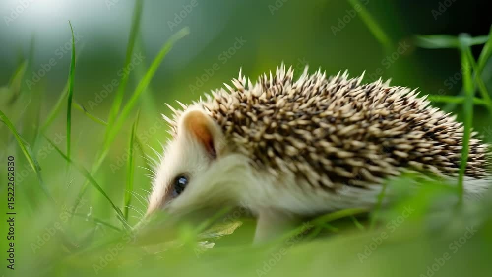 Curious Hedgehog in Lush Green Grass Wildlife Exploration in Nature Curious Hedgehog in Lush Green Grass Wildlife Exploration in Nature