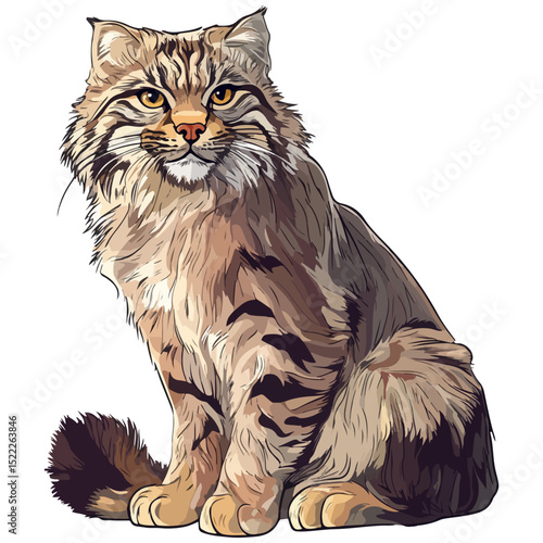 manul, animal, vector, transparent background, feline, fluffy, isolated, furry, mammal, beautiful, adorable, breed, cute, small, nature, wildlife, zoo