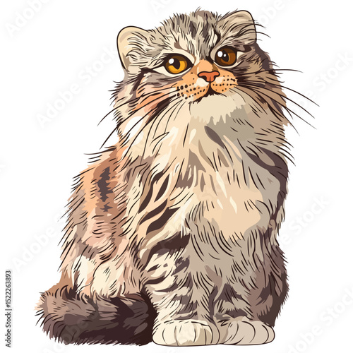 manul, animal, vector, transparent background, feline, fluffy, isolated, furry, mammal, beautiful, adorable, breed, cute, small, nature, wildlife, zoo