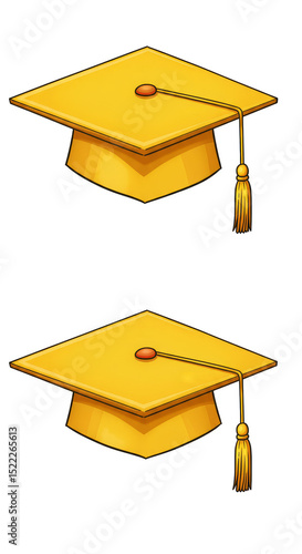 Isolated Illustration of Golden Graduation Cap and Tassel on Graduation Day