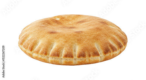Isolated Pita Flatbread with Golden Crust on Transparent Background