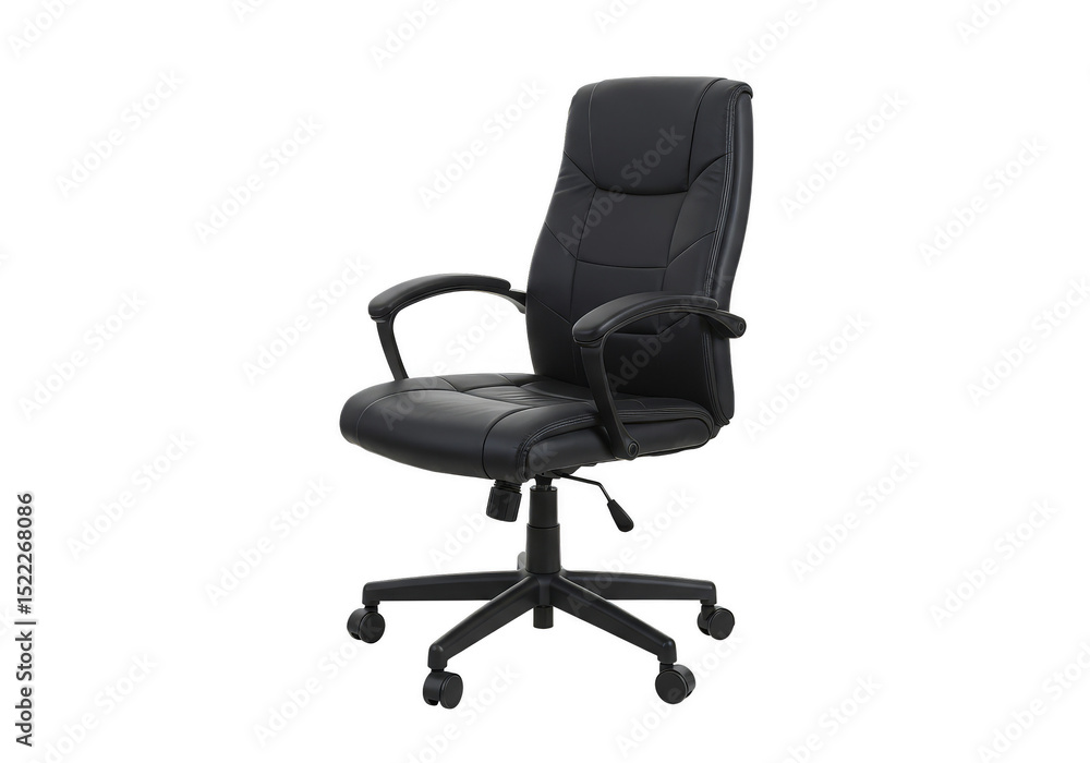Isolated PNG Image of Black Leather Ergonomic Office Chair Furniture Isolated PNG Image of Black Leather Ergonomic Office Chair Furniture