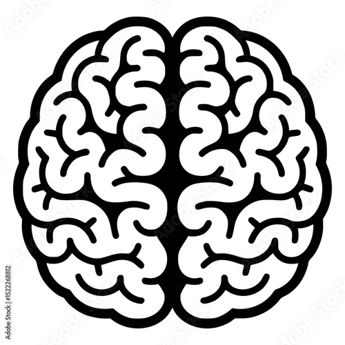 Black and white illustration of a human brain