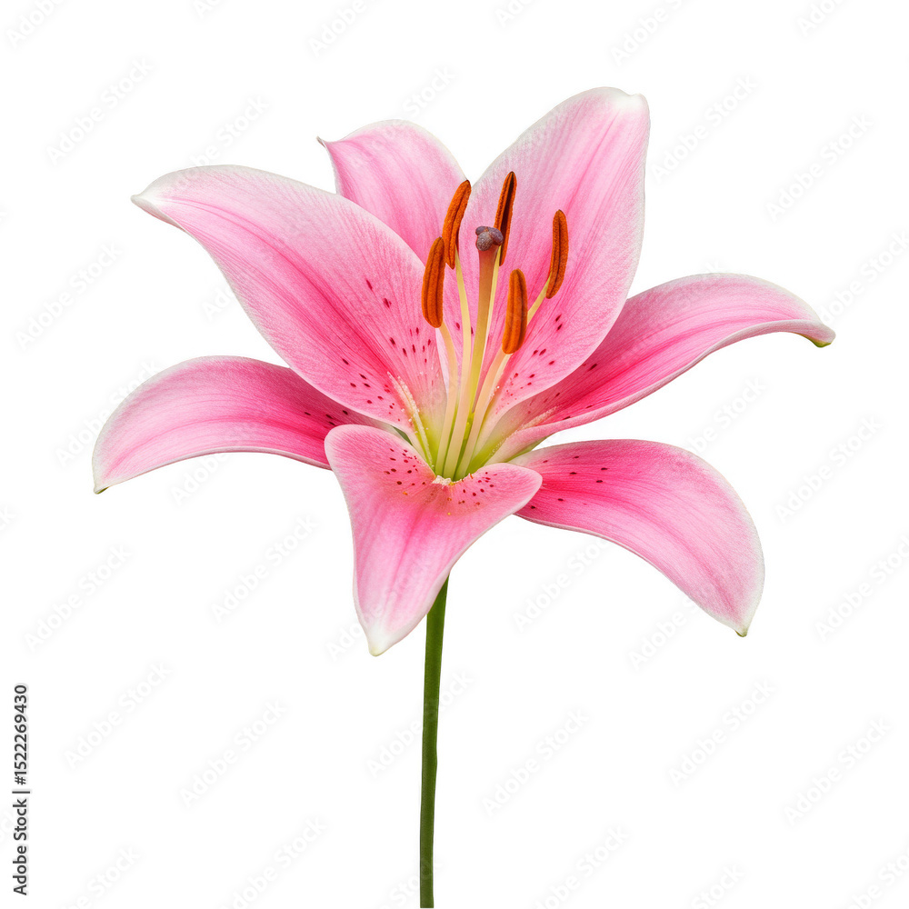 Naklejka premium Isolated Pink Lily Flower Bloom with Transparent Background Cutout
