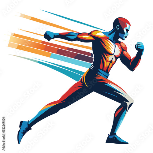 Man running fast athlete sprinting exercise fitness vector