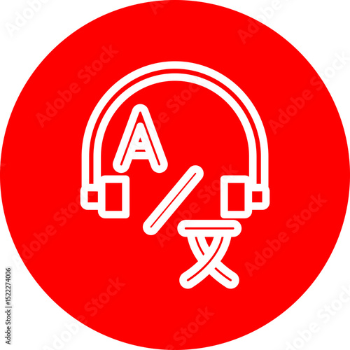 Interpreter Icon Vector Line White Circle Red
