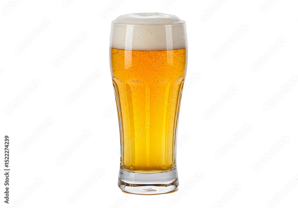 Isolated Refreshing Full Beer Glass with Golden Froth Transparent Background Isolated Refreshing Full Beer Glass with Golden Froth Transparent Background