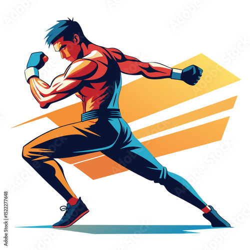 Athletic man boxing illustration fitness training workout art