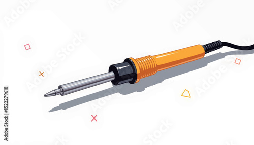 Classic soldering iron illustration with geometric shapes, design concept