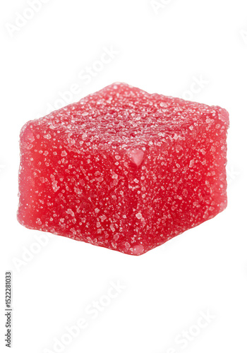 Isolated Transparent Background Red Square Gummy Candy with Sugar