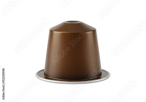 Isolated Transparent Background Shot of Single Brown Coffee Capsule