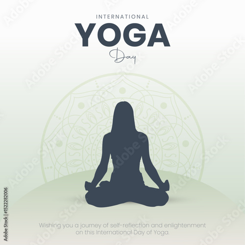 Happy International Yoga Day Post and Greeting Card Design. 21 June - Modern and Elegant Yoga Day Creative with Yoga Postures Vector Illustration