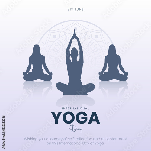 21 June - International Yoga Day Post and Greeting Card Design. Modern and Elegant Yoga Day Creative with Yoga Postures Vector Illustration