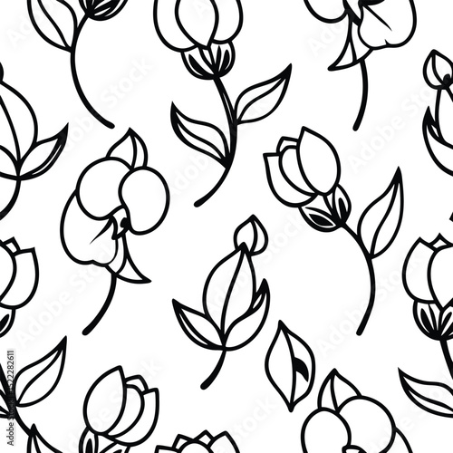 Vector Sweet Pea Flowers Seamless Pattern – Delicate Floral Repeat Design for Fabric and Decor