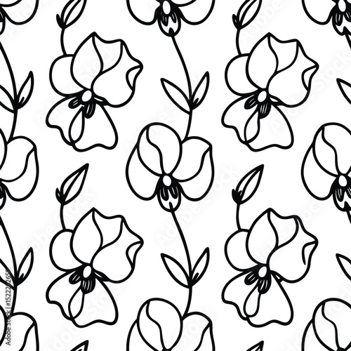 Vector Sweet Pea Flowers Seamless Pattern – Delicate Floral Repeat Design for Fabric and Decor