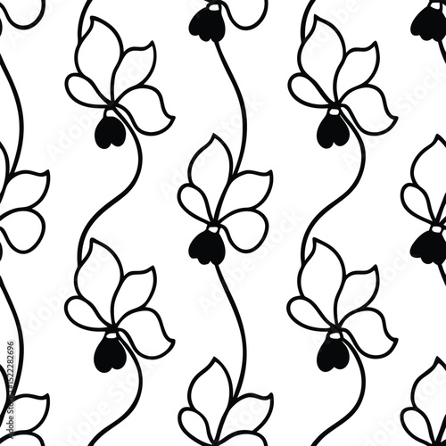 Vector Sweet Pea Flowers Seamless Pattern – Delicate Floral Repeat Design for Fabric and Decor