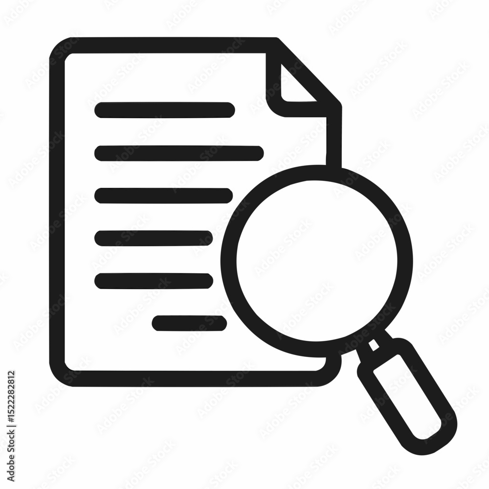 Lens and paper list line icon. Search, magnifying on document symbol, outline style pictogram on white background. Business and research sign for mobile concept, web design. Vector graphics.
Lens and paper list line icon. Search, magnifying on document symbol, outline style pictogram on white background. Business and research sign for mobile concept, web design. Vector graphics.