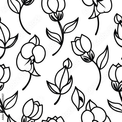 Vector Sweet Pea Flowers Seamless Pattern – Delicate Floral Repeat Design for Fabric and Decor