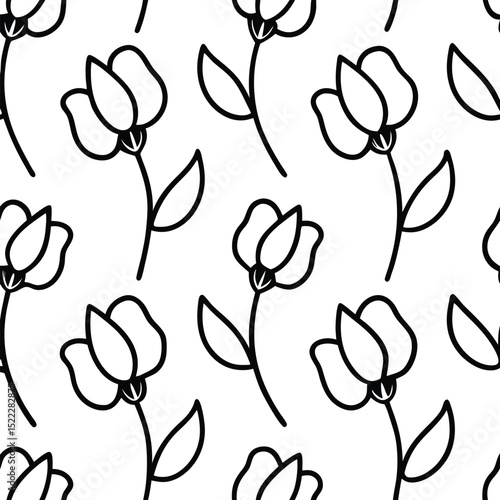Vector Sweet Pea Flowers Seamless Pattern – Delicate Floral Repeat Design for Fabric and Decor