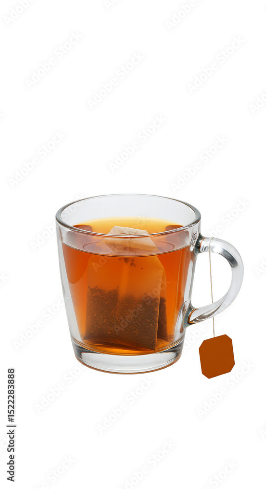 Isolated Transparent Mug of Hot Tea Drink with Teabag on Background Isolated Transparent Mug of Hot Tea Drink with Teabag on Background