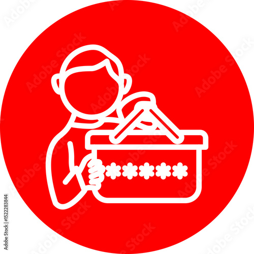 Customer Pin Vector Line White Circle Red