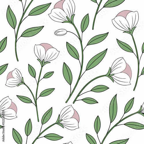 Vector Sweet Pea Flowers Seamless Pattern – Delicate Floral Repeat Design for Fabric and Decor