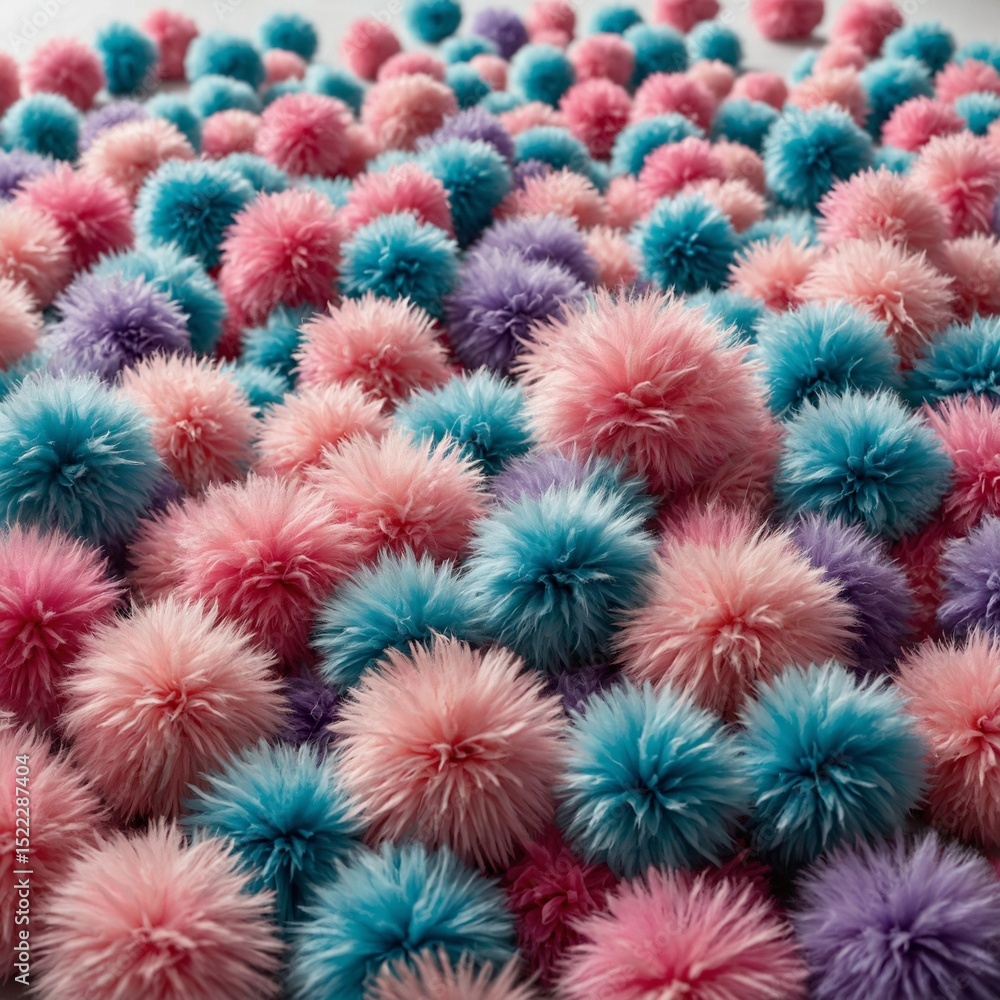 Row of fuzzy balls in various colors, including pink, blue, and purple. Concept of playfulness and whimsy, as the colorful pom poms are arranged in a visually appealing manner See Less
Row of fuzzy balls in various colors, including pink, blue, and purple. Concept of playfulness and whimsy, as the colorful pom poms are arranged in a visually appealing manner See Less