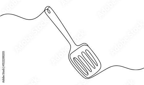 Continuous line drawing of a kitchen slotted spatula