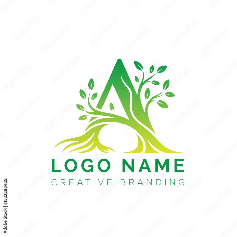 Fototapeta premium Letter A leaf logo, eco logo, tree logo