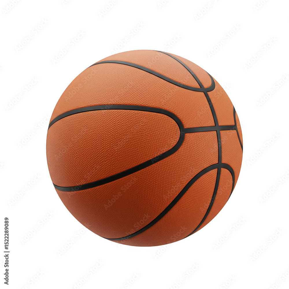 Fototapeta premium Realistic Basketball Render with Orange Texture and Black Stripes Isolated