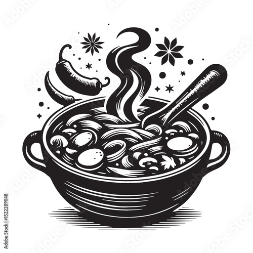 vector illustration of a bowl with a spoon