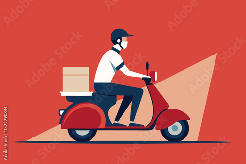 Delivery service scooter fast shipping courier illustration