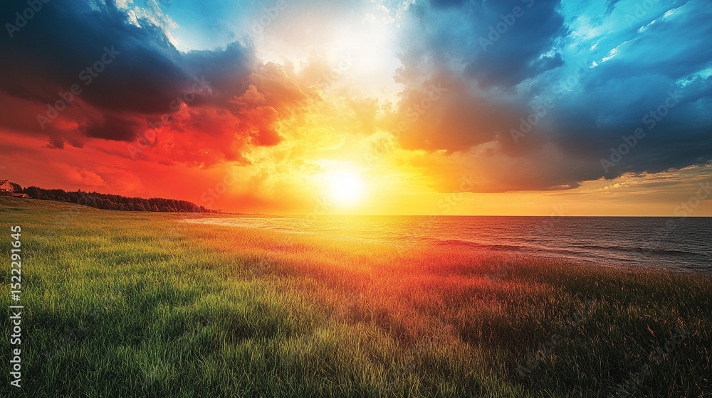 Witness nature s powerful and tranquil display as twilight kisses the horizon where the ocean meets the colorful painted Witness nature s powerful and tranquil display as twilight kisses the horizon where the ocean meets the colorful painted