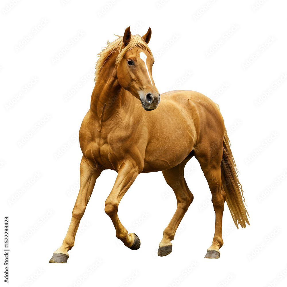 Obraz premium Realistic Image of Brown Horse Galloping Gracefully On Transparent Background