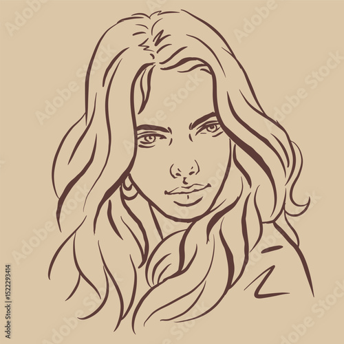 girl with long hair vector for illustration card decoration