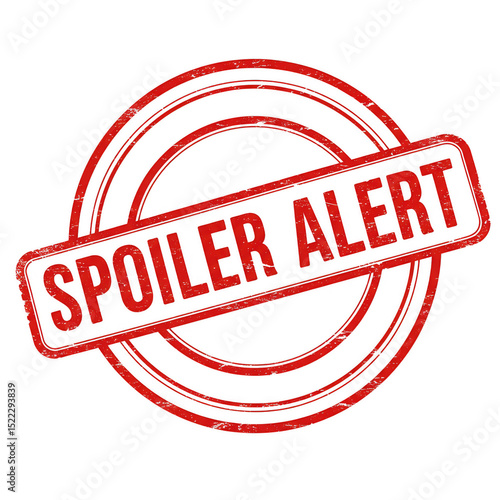 Red Circular Spoiler Alert Rubber Stamp On Transparent Background