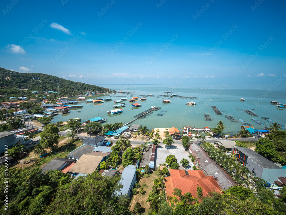 Obraz premium Aerial view of Koh Yo Island in Songkhla Lake, Songkhla Province, Thailand