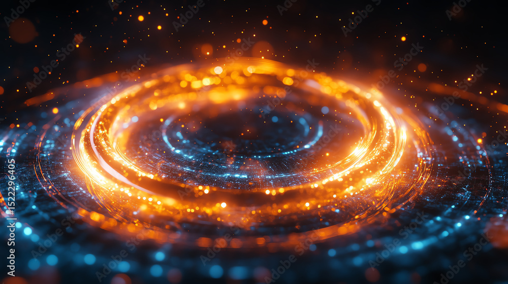 Obraz premium Vibrant abstract background with swirling particles and energizing colors creating a futuristic and dynamic effect.