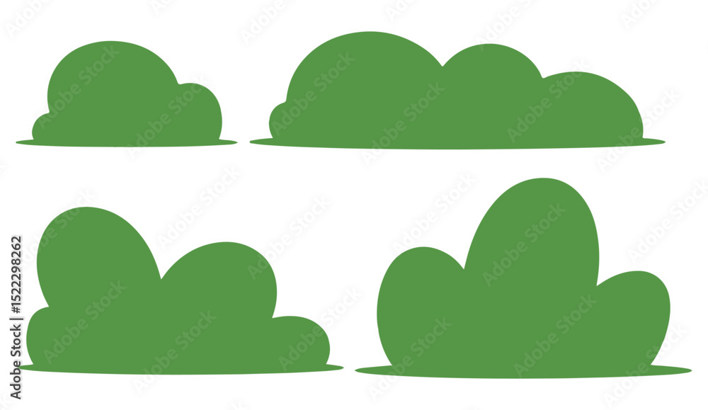 Fototapeta premium Simple green bushes on white background vector illustration