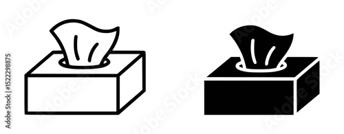Tissue box icon set black and white outline illustration