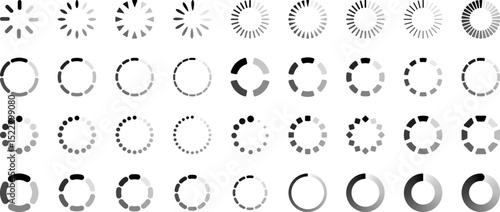 Loading buffering icon set for website or application.