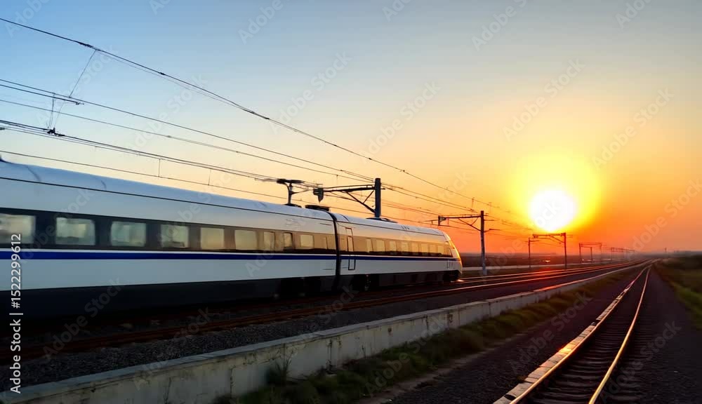 High-Speed Train Moving on Modern Railway High-Speed Train Moving on Modern Railway