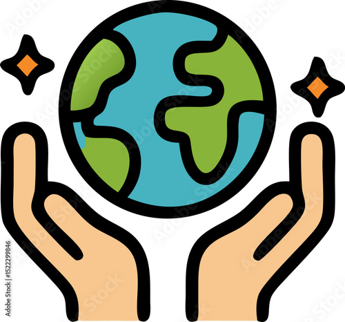 Earth held in hands illustration protecting our planet