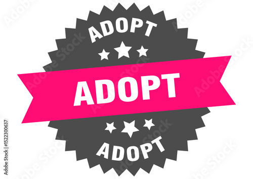 adopt. adopt round pink label isolated on transparent background