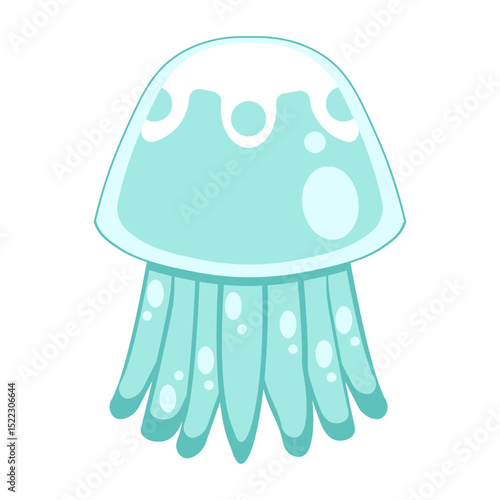 Colorful Turquoise jellyfish Vector Illustration 