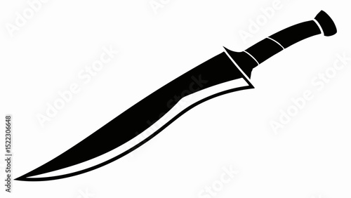 Illustration of a black curved blade knife weapon halloween, vector, silhouette,  illustration, horizontal, isolated assets,