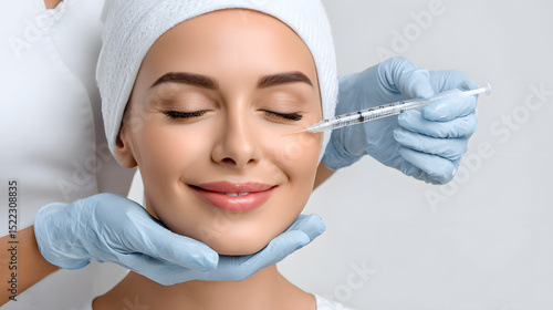 Professional Korean Doctor Administering Subtle Cosmetic Injection in Clean White Clinic