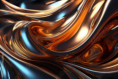 Molten Gold and Chrome Waves: Luxury Abstract Background