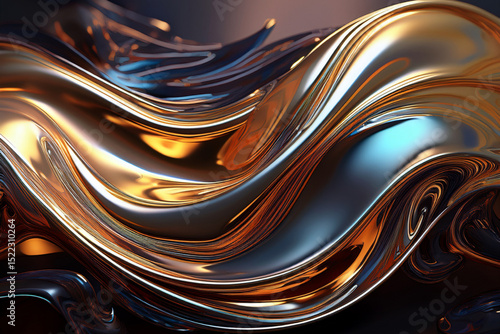 Luxury Fluid Art: Vibrant Metallic Ink Wallpaper