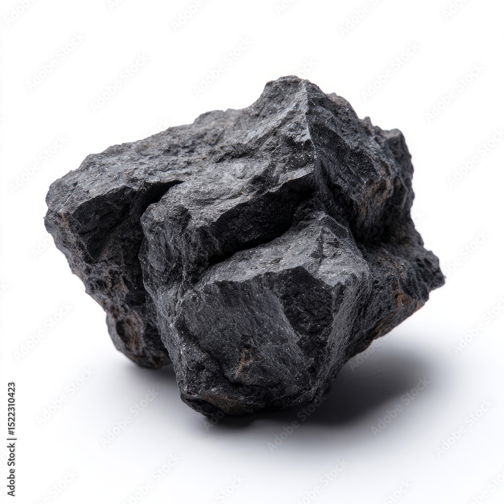 Obraz premium Rugged charcoal rock, reminiscent of meteorite mystique, echoes Earth Hour's silent revelation and celebrates International Geology Day wonders